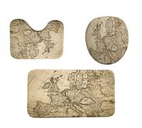 Carte Ancienne De l'europe Tapis De Bain 3Pcs, Tapis WC Lavable Housse D'Abattant pour Intérieur Douche
