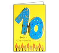 Carte Anniversaire 10 ans en Or Doré Brillant en Relief Texturé pour Enfant Garçon Fille - Coloré Adapté à l’Âge à l’Intérieur - Enveloppe incluse - Fabriquée en France - ColorAges - Afie 69-2410