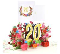 Carte Anniversaire 20 Ans Carte d'anniversaire Pop up Carte 3D Avec Enveloppe, 3D Cartes Cadeaux Anniversaire pour fille, garçon, amis, romance
