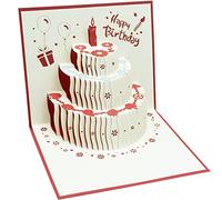 Carte Anniversaire 3D, Carte Pop Up Anniversaire, Carte Anniversaire Artisanale, Carte d'Anniversaire Pop-Up Double Couches Gâteau avec Enveloppe, Carte de Voeux pour Famille, Amis, Enfants, Amoureux