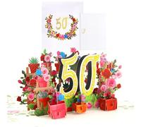 Carte Anniversaire 50 Ans Carte d'anniversaire Pop up Carte 3D Avec Enveloppe, 3D Cartes Cadeaux Anniversaire pour fille, garçon, amis, romance