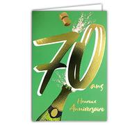 Carte Anniversaire 70 ans en Or Doré Brillant en Relief Texturé pour Homme Femme - Texte Coloré Adapté à l’Âge à l’Intérieur - Enveloppe incluse - Fabriquée en France - ColorAges - Afie 69-2470