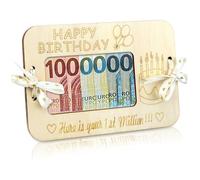 Carte Anniversaire en Bois, Anniversaire Cadeaux d'argent, Cadeau Argent Carte de Voeux, Emballage d'argent, Premier Million comme Créatif Cadeaux pour Femme et Homme