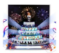 Carte Anniversaire Fille 3D Pop Upavec Musique et Lumière, Gâteau D'anniversaire 3D,Carte de Voeux avec Music et Lumière,Enveloppe Cadeau d'Anniversaires Élégant,Pour Femmes, Hommes et Enfants