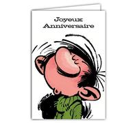 Carte Anniversaire Gaston Lagaffe joyeux - Avec Enveloppe Illustrée 17,5x12cm - Fabriqué en France - GLCT-0219