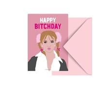 Carte Anniversaire Humour A6 - "Happy Bitchday" - Illustration Britney Spears - Pop Culture, Carte Drôle pour Femme, Copine, Sœur, Meilleure Amie - Fabriquée en France