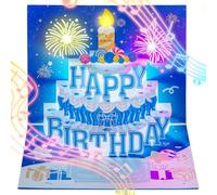 Carte anniversaire musicale 3D bougie soufflée Woukksy lumière | Soufflez les bougies, feu d'artifice et applaudissements ! Cadeau interactif pour 60, 50, 40, 30, 18 ans
