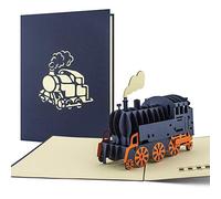 Carte anniversaire Train 3D pop up. Parfait pour toutes les occasions pour les amateurs de locomotives: anniversaire, offrir un bon d'achat,comme carte cadeau anniversaire ou de remerciements, fêtes des pères. Carte avec enveloppe