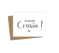 Carte Annonce Grossesse cousin - Taille A6 Avec Enveloppe Kraft - Tu vas être cousin