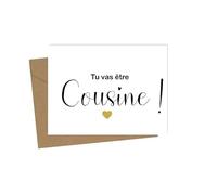 Carte Annonce Grossesse cousine- Taille A6 Avec Enveloppe Kraft - Tu vas être cousine