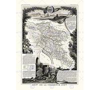 Carte Antique Illustrée France Levasseur Charente Inferior Art Print Hp1442