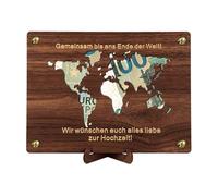 Carte Argent en Bois (20 * 15cm), Carte de Voeux en Bois, Emballage de Cadeaux en Argent créatif avec Carte, Idéale pour Couple ou Anniversaire, Valentin Mariages