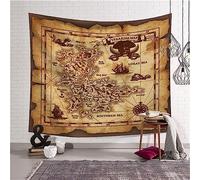 Carte Au Trésor Tapisserie Tenture Murale Pirates Histoire De La Mer Thème Île Esthétique Art Chambre Décoration Chambre Décor Maison 200X150cm