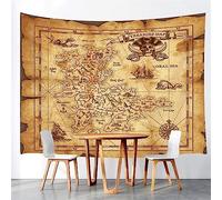 Carte Au Trésor Tapisserie Tenture Murale Pirates Histoire De La Mer Thème Île Esthétique Art Chambre Décoration Chambre Décor Maison 200X150cm