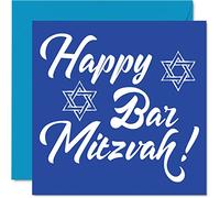 Stuff4 Carte Bar Mitzvah pour garçons et lui - Happy Bar Mitzvah - Mazel Tov, cadeaux de félicitations, cadeaux de bar mitzvah pour garçons, 145 mm x 145 mm