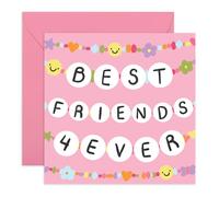 Carte « Best Friends 4 Ever » - Joli bracelet de perles - Carte d'amitié pour meilleure amie, sœur, adolescente, fille, enfant, voisin, meilleure amie - Mignon et sincère - Livré avec autocollants