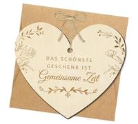Carte bon cadeau en bois « Das schönste Geschenk ist gemeinsame Zeit » en forme de cœur avec enveloppes pour écrire soi-même bon pour les moments partagés, cadeau de vœux, mariage, anniversaire