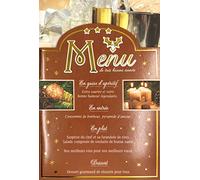 Carte Bonne Année avec Enveloppe pour Présenter vos Meilleurs Vœux Menu étoilé en Or Doré Scintillant Réveillon Nouvel An Souhaits Bulles de Bonheur Amour Santé Réussite Flutes Pétillant 61-4010-2 BA