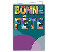 Carte Bonne FÊTE Ballons pour toutes occasions festives Enfant Homme Femme Mixte avec Enveloppe Format 12x17,5cm Papier 300gr issu de forêts gérées durablement Brillant Fabriqué en France AFIE 69-8012