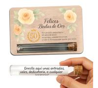 Carte cadeau en bois pour 50e anniversaire - Bonbonnière avec tube surprise pour messages, bons ou souvenirs - Cadeaux pour noces d'or originaux et personnalisés