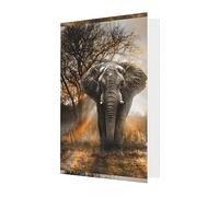 Carte cadeau imprimée éléphant d'Afrique tropical, carte de vœux vierge pour toutes les occasions, anniversaire, remerciement, fête, mariage, Noël, carte de félicitations