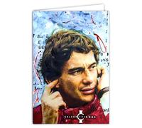 Carte Celebrity Icons Licence officielle Sidney Maurer Ayrton Senna Pilote Automobile Brésilien -Carte Ouverte Blanche 23x17cm Avec Enveloppe Blanche 12x17,5cm -Pour Anniversaire Départ Collectionneur