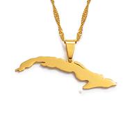 Carte Collier Pendentif - 3.6Cm Cuba Map Colliers pour Femmes, Carte De Cuba Charm Pendentif Bijoux avec Chaîne Mince, Bijoux Hip Hop Classiques pour Femmes Tendance Party Cadeau Bijoux De