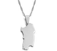 Carte Collier Pendentif - Italie Sardaigne Pendentif Et Collier Tendance Italien Sardegna Bijoux Cadeaux pour Femmes Hommes Tendance Party Cadeau Mode Bijoux, Blanc,Longueur45Cm Largeur3Mm