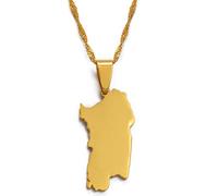 Carte Collier Pendentif - Italie Sardaigne Pendentif Et Collier Tendance Italien Sardegna Bijoux Cadeaux pour Femmes Hommes Tendance Party Cadeau Mode Bijoux, Jaune,Longueur45Cm Largeur3Mm