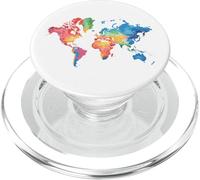 Carte Colorée Terre Pays Continent Géographie Carte Du Monde PopSockets PopGrip pour MagSafe