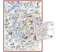 Carte Comique de l'Écosse, œuvre de Tim Bulmer - Puzzle de 1000 pièces pour Adultes, Grand Puzzle de 66 cm x 50 cm. Difficile à Terminer mais Amusant et Humoristique