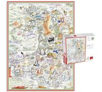 Carte Comique du Pays de Galles, œuvre de Tim Bulmer - Puzzle de 1000 pièces pour Adultes, Grand Puzzle de 66cm x 50cm. Difficile à Terminer mais Amusant et Humoristique