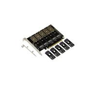 Kalea Informatique Carte contrôleur PCIe 3.1 x16 JMB585 pour 5 SSD M.2 B/B+M SATA High Low Profile