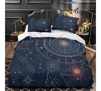 Carte cosmique Housse de Couette Microfibre Hypoallergique 3D Imprimée Confortable Design d'astrologie vintage Parure de Lit Fermeture Éclair Résistante Léger for Adultes Enfants Single（140x200cm）