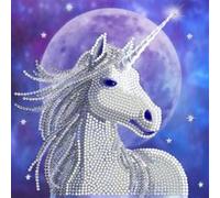 Carte Crystal Art à diamanter - Licorne cosmique - 18 x 18 cm - Crystal Art Multicolore G