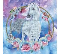 Crystal Art - Carte à diamanter - Licorne et fleurs - 18 x 18 cm - Multicolore