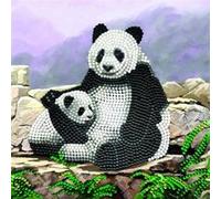 Carte Crystal Art à diamanter - Panda - 18 x 18 cm - Crystal Art Multicolore
