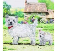 Carte Crystal Art à diamanter - Westie - 18 x 18 cm Multicolore G