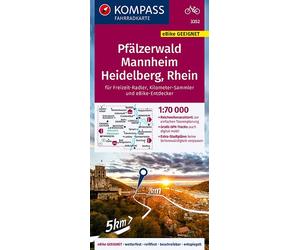 Carte cycliste n° F3352 - Pfälzerwald, Mannheim, Heidelberg, Rhein | Kompass