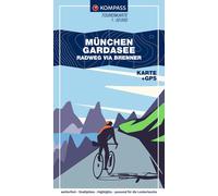 Carte cycliste n° F7060 - Munich - Lac de Garde via le col du Brenner (Bavière, Tyrol, Sud Tyrol) | Kompass
