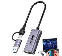 Carte d’Acquisition vidéo 4K entrée 1080P 60FPS, HDMI vers USB 3.0 avec Adaptateur USB-C, Faible Latence pour Streaming et Enregistrement, Compatible Switch/PS5/Xbox/PC/OBS