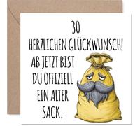 Carte d’anniversaire 30e humoristique pour ami(e) - Motif « Alter Sack » - Carte de vœux carrée humoristique avec enveloppe - Intérieur vierge - Qualité premium 145mm x 145mm