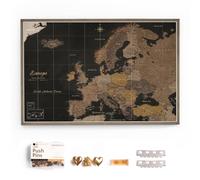 Carte d’Europe sur toile avec panneau en liège à épingler - Carte de voyage murale pour marquer vos destinations - Décoration murale pour toutes les pièces (120 x 80 cm, Motif 5)