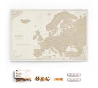 Carte d’Europe sur toile avec panneau en liège à épingler - Carte de voyage murale pour marquer vos destinations - Décoration murale pour toutes les pièces (150 x100 cm, Motif 9)