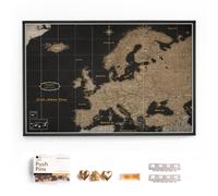 Carte d’Europe sur toile avec panneau en liège à épingler - Carte de voyage murale pour marquer vos destinations - Décoration murale pour toutes les pièces (120 x 80 cm, Motif 6)