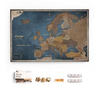 Carte d’Europe sur toile avec panneau en liège à épingler - Carte de voyage murale pour marquer vos destinations - Décoration murale pour toutes les pièces (120 x 80 cm, Motif 13)