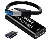 Carte d'acquisition vidéo Papeaso HDMI vers USB Carte de Capture, Carte aquisition Video hdmi, Capture Card Full HD 1080p, pour l'édition vidéo/Jeux/Streaming/enseignement en Ligne(Noir)