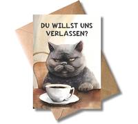 Carte D'adieu Amusante Avec Chat Et Collègue - Carte D'adieu - Changement D'emploi - Inscription Grumpy - Cadeau D'adieu (Din A6)