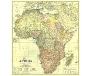 Carte d'Afrique de 1922 avec des portions d'Europe et d'Asie
