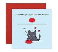 Carte d'amour amusante - « Annoying You Forever Button » - Carte d'anniversaire ou de Saint-Valentin amusante pour petit ami, petite amie, partenaire, conjoint, épouse, mari, fiancé, bébé, chéri, lui